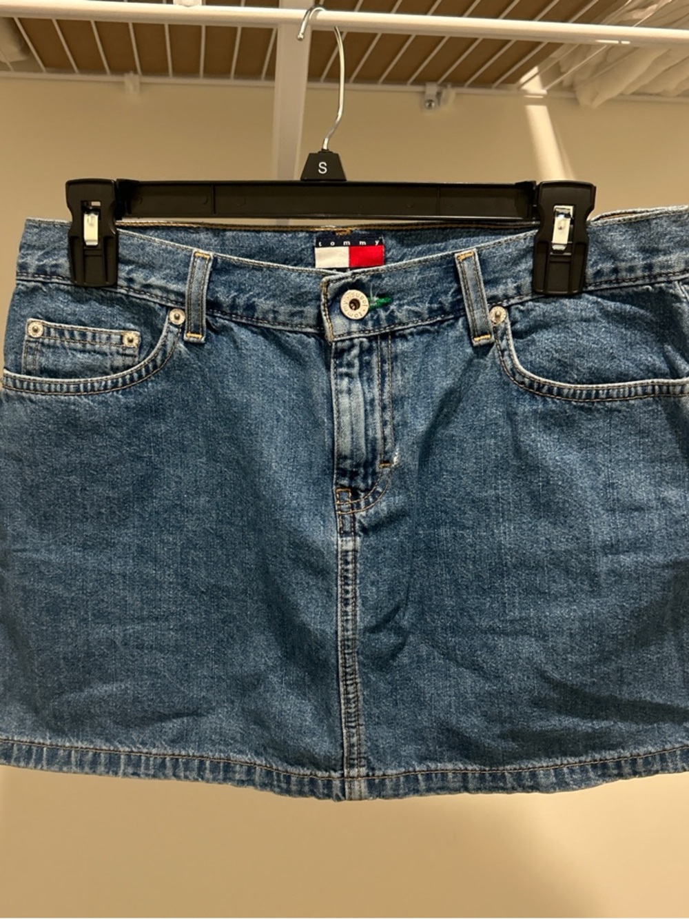 Vintage Tommy Hilfiger Light Blue Denim Skirt with Flag Detail